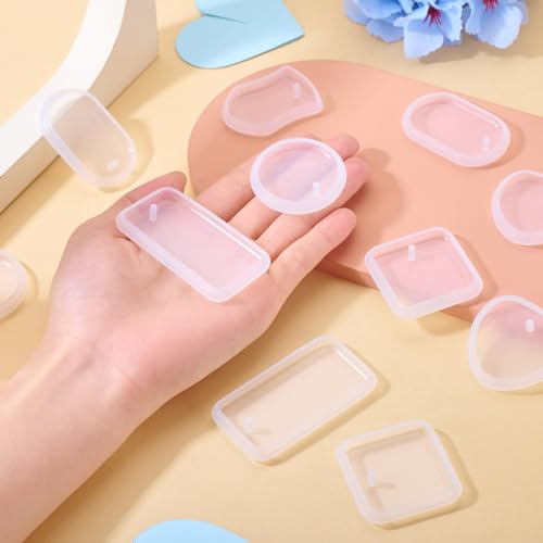 12Pcs Silicone Molds Assorted Shapes Resin Epoxy Molds for Keychain Charms Pendants Handmade Necklace Jewelry Casting Mold for DIY Craft Supplies White 1.61~2.05x1.36~1.65x0.30inch
