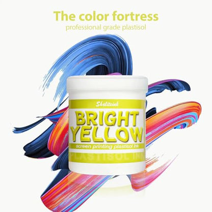 Shaliteink® Screen Printing Plastisol Ink Bright Yellow - Highly Opaque Screen Printing Ink for Cotton, Polyester and Other Fabrics (8oz.) - color: Bright Yellow, size: 8 fl oz