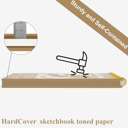 Fuxi Toned Tan Sketchbook, 2-Pack - 5.5" x 8.5" | 85lb/130gsm Toned Paper, 50 Sheets Per Pad. - color: Taned Tan
