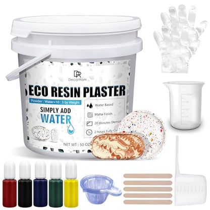 Eco Resin Casting Powder - 50oz / 1400g Fast Cured Plaster Casting Powder for Beginners - 20~30 Minutes Demold, Easy Mixing Water Activated Eco-Friendly Casting Resin for DIY Crafts Making, Home Art - size: 50oz