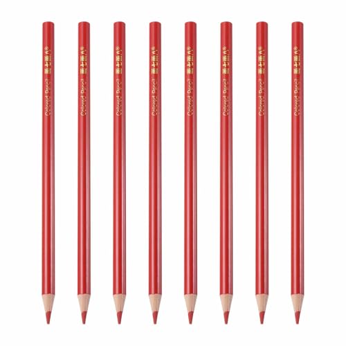 MECCANIXITY 8 PCS Colored Pencils Set, Wooden Oil Based Colored Drawing Pencils for Artists Art Supplies for Teens Adults, Red - color: Red