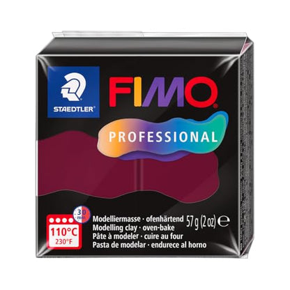 STAEDTLER Polymer Modelling Clay - FIMO Professional - Oven Bake Clay - Bordeaux, 57g - 1 Block, 8040-23 - color: Bordeaux