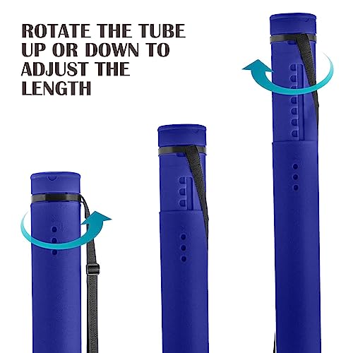 JJRING Blue Poster Tube, 25" to 40" Extendable Poster Storage Holder Tube with Carrying Strap, Poster Carrying Case for Blueprints, Scrolls, Maps and Architect Papers - color: Blue