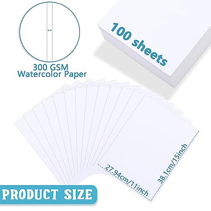Spiareal 100 Sheets 11 x 15 Inch Watercolor Paper Bulk 140 Lb/300 GSM White Construction Paper Cold Press Blank Cotton Art Paint White Color Pad Artists Drawing Christmas Cards - size: 11 x 15 Inch