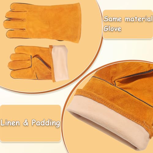 Urby Big and Tall Plus Size Work Apron: Flame Resistant Leather Welding Apron, Wood and Workshop Canvas. Butcher Rubber. - style: Plus Size: Leather + Gloves