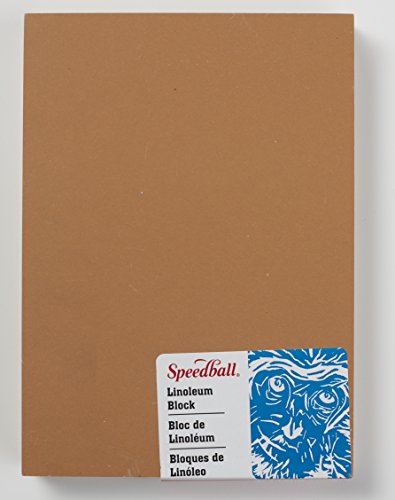 Speedball 4309 Premium Mounted Linoleum Block – Fine, Flat Surface for Easy Carving, Smoky Tan 5 x 7 Inches - size: 5 x 7 Inches