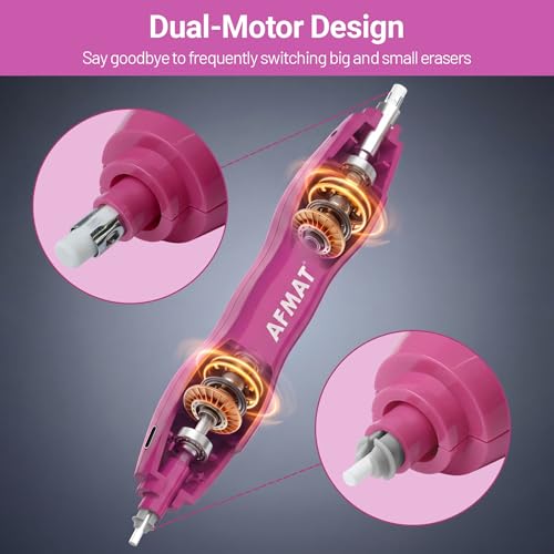 AFMAT Electric Eraser, with 140 Eraser Refills, Rechargeable Pencil Erasers for Artists, Electric Erasers for Drafting, Drawing, Painting, Sketching, Architectural Plans, Detailer Tool EE25(Rose Red) - color: Rose Red