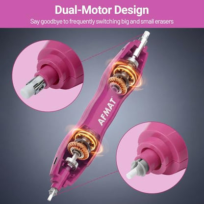 AFMAT Electric Eraser, with 140 Eraser Refills, Rechargeable Pencil Erasers for Artists, Electric Erasers for Drafting, Drawing, Painting, Sketching, Architectural Plans, Detailer Tool EE25(Rose Red) - color: Rose Red