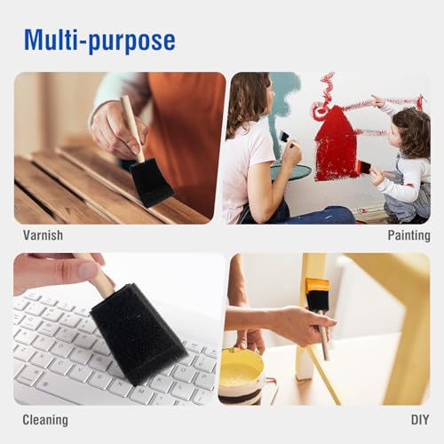 Foam Paint Brushes, 2 Inch, 48 Pack, Sponge Bruhses for Painting, Craft Paint Sponges Set, Foam Brushes Bulk, Sponge Paint Brushes for DIY, Staining, Black - size: 2 inch, 48 pack