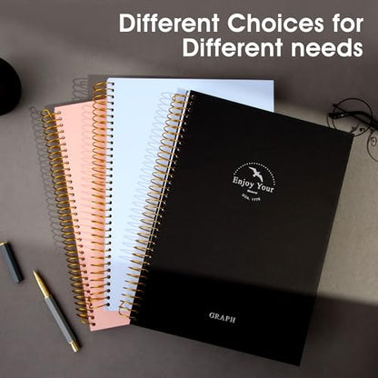 FLYING EAGLE 8.5 x 11 Large Graph Notebook Journal Spiral Graph Grid Notebook 210 Pages Hardcover Graph Notebook Engineering Paper Notebook Graphing Notebook for Men Women, Black - color: Black, size: Graph