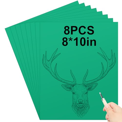 Yeaqee 8 Pcs 8 x 10 Inch Linoleum Blocks for Printmaking Rubber Carving Block Soft Linocut Blocks Large Linoleum Sheet Lino Plates for Engraving Art Project Printmaking Artist Studio Supplies, Green - color: Green, size: 8 x 10 Inch