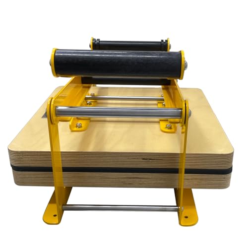 INTSPERMAI Wooden Lino Printing Hand Lever Press Machine, Block Printing Press, 4mm Thickness Yellow Stainless Steel Plate Frame,15''×15'', for Linoleum Block Printmaking
