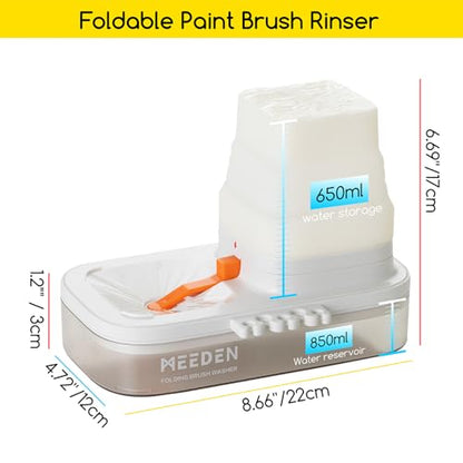 MEEDEN Portable Paint Brush Cleaner: Paint Brush Rinser with Drain for Acrylic, Watercolor & Water-Based Paints - 5-Slot Silicone Brush Washer & Holder, White - color: White