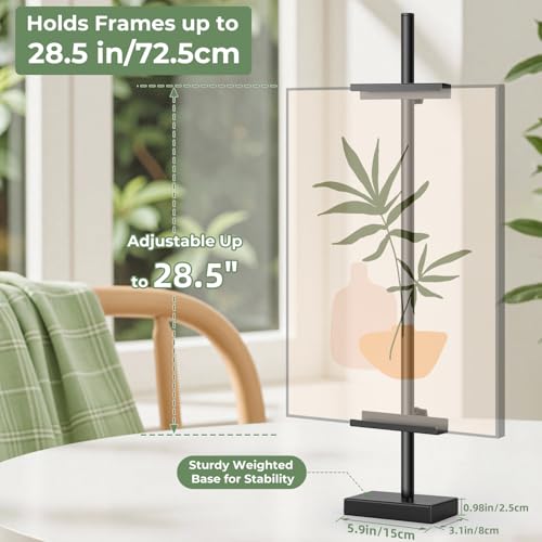 Rofio Adjustable Tabletop Easel Stand, Picture Easels for Display up to 28.5 Inches, Heavy Duty Metal Picture Frame Holder for Artwork, Signs & Certificates Display Stand (Black) - color: Black