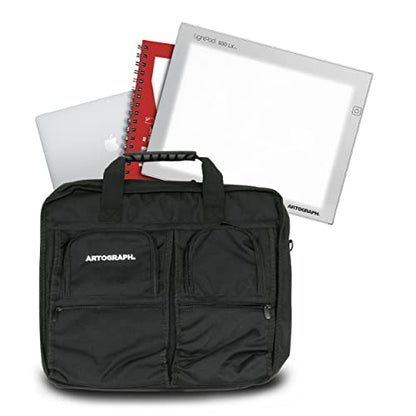 Artograph Padded Carrying Bag, Protective Travel Case for LightPads, Laptops, Art Supplies & Sketch Pads, Multiple Zippered Pockets, Durable Nylon, Portable Artist Storage Tote, 18 x 16.5-Inch - size: 18 x 16.5-Inch