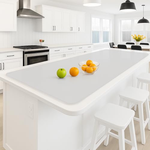 Silicone Mat 35.4"x23.6" Silicone Mats for Kitchen Counter Heat Resistant Mats for Countertop, Countertop Protector Mat, Edge Heightening Nonstick Waterproof Multipurpose Table Mat Translucent - color: Translucent