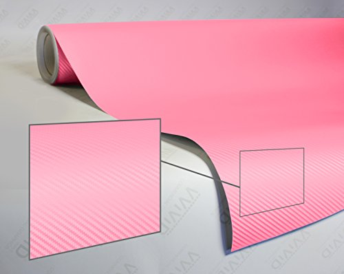 VViViD Craft 3D Carbon Fibre Textured Vinyl Sheet 1ft x 5ft for Silhouette, Cricut and Cameo Machines Including 12" x 12" Sheet of Transfer Paper (Pink) - color: Pink