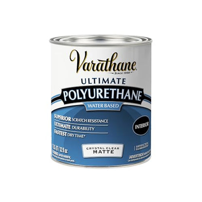 Varathane Water-Based Crystal-Clear Ultimate Polyurethane | Interior Wood Protection | Fast Dry Time | Easy Clean Up | Matte | Quart - color: Matte, size: 1 Quart (Pack of 1)