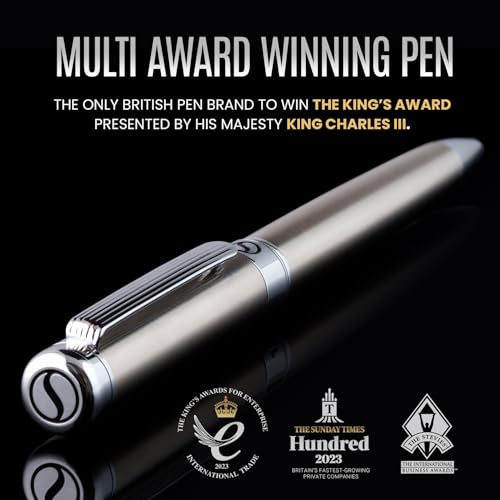 Scriveiner Stainless Steel Ballpoint Pen - Stunning Luxury Pen with Stainless Steel Finish, Schmidt Black Refill, Best Ball Pen Gift Set for Men & Women, Professional, Executive, Office, Nice Pens - color: 8. Stainless Steel with Chrome