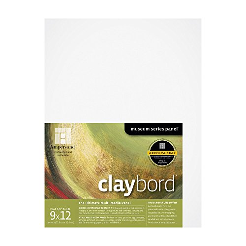Ampersand Museum Series Claybord Panels for Paint and Ink, 1/8 Inch Depth, 9X12 Inch (CBS09) - color: 1/8 Inch Depth, size: 9X12