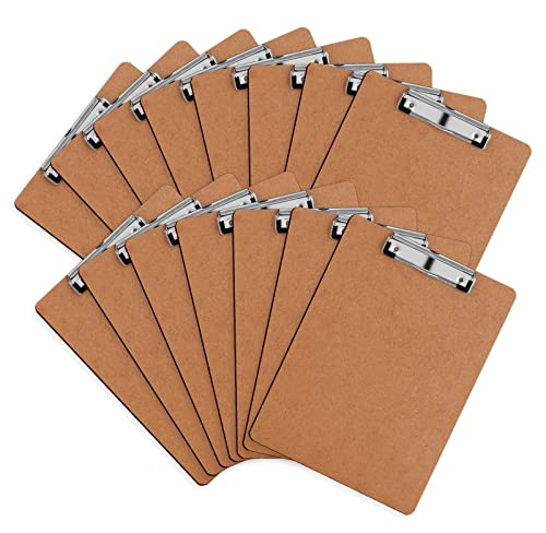 Clipboard, HERKKA 15 Pack Hardboard Office Clipboards Standard A4 Letter Size Clipboard with Low Profile Clip, Size 12.5 x 9 Inch - style: 15 PACK