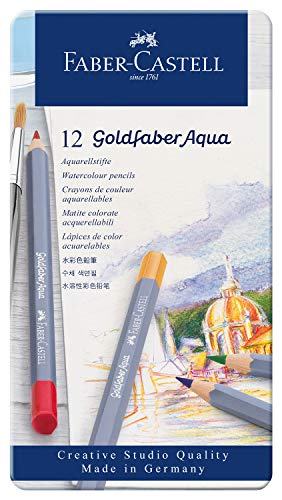 Faber-Castell Goldfaber Aqua Watercolor Pencils - Pre-Sharpened Water Colored Pencils (12 Count)