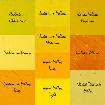 Gamblin Artist Oil Paint Set For Professionals - YELLOW SET - 37ml Tubes - color: Yellow
