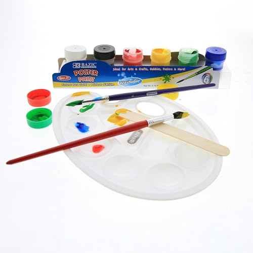 BAZIC Products Paint Palette 10 Mixing Oval Tray w/Thumb Hole, Plastic Paint Pallets for School Adult, DIY Craft Art Acrylic Painting, 288-Packs - color: Oval-10 Wells, size: 288-Pack