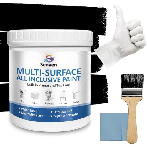Black Paint 150ML Acrylic Black Paints for Metal, Furniture, Cabinets, Wood, Appliances, Clay, DIY Crafts, Walls, Acrylic Enamel Multi Surface Water Based Fast Drying, 5.3 Fl Oz - color: Black - 5.3 oz