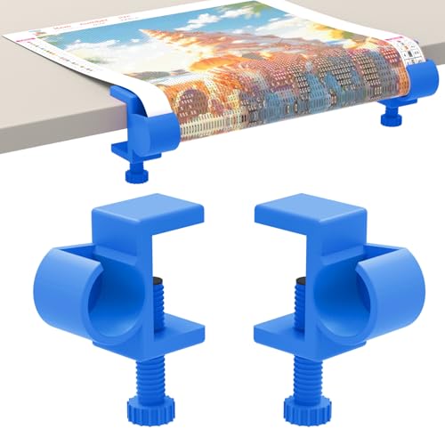 GFYYBKJ Diamond Painting Canvas Table Clamp Set, Diamond Painting Canvas Roll Holder, Diamond Craft Accessories for Adults, Gift for DIY Diamond-Painters(Blue) - color: Blue