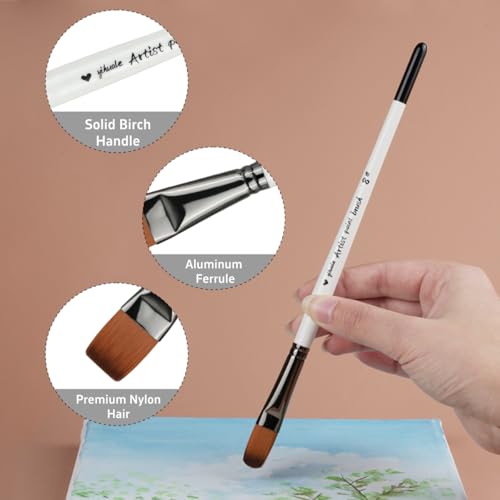 Paint Brushes Set of 16 Pieces YIHUALE Wooden Handles Brushes with Canvas Brush Case, Professional for Oil, Acrylic and Watercolor Painting
