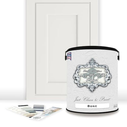 ALL-IN-ONE Paint by Heirloom Traditions, Bone (Off White), Gallon - Durable cabinet and furniture paint. Built in primer and top coat, no sanding needed. Includes our 30 featured color card. - color: Bone, size: 128 Fl Oz (Pack of 1)