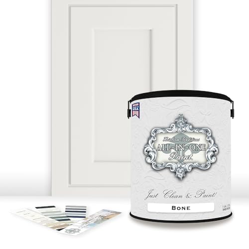 ALL-IN-ONE Paint by Heirloom Traditions, Bone (Off White), Gallon - Durable cabinet and furniture paint. Built in primer and top coat, no sanding needed. Includes our 30 featured color card. - color: Bone, size: 128 Fl Oz (Pack of 1)