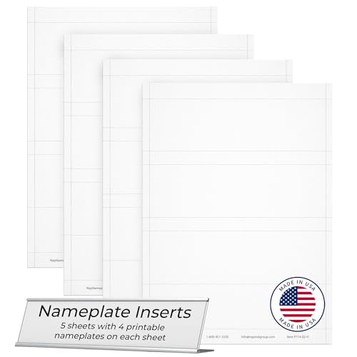 Nap Nameplates White Printable Perforated Name Plate Paper 2 x 8 – Nap Industrial Group Name Plates, 4 Packs of 20 nameplates (80 Inserts), Printing Instructions Included - color: White, size: 8" x 2"