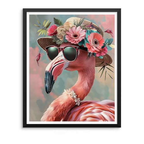 Natuyalo Paint by Numbers Kits for Adults Flamingo Paint by Number for Adults Beginner Animals Drawing Paintwork with 3 Paintbrushes Acrylic Canvas Painting 16x20 Inch - color: ART-07