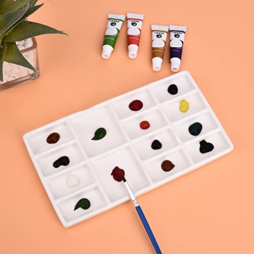 8 Inch 14 Wells Artist Ceramic Paint Palette, Rectangle Ceramic 14-Wells, White