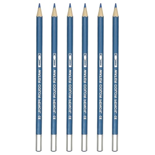 PATIKIL Watercolor Pencil, 6Pcs Water Soluble Pencils for Blending, Coloring, Sketch Drawing, Painting, Blue - color: Blue