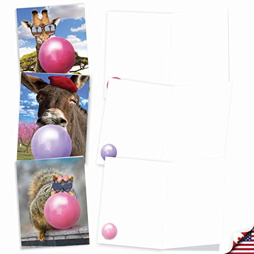 The Best Card Company - 10 Adorable Note Cards Blank (4 x 5.12 Inch) - Wildlife and Animal Cards, Assorted Boxed Set - Balloon Animals AM6837OCB-B1x10 - style: Balloon Animals