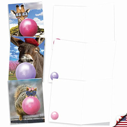 The Best Card Company - 10 Adorable Note Cards Blank (4 x 5.12 Inch) - Wildlife and Animal Cards, Assorted Boxed Set - Balloon Animals AM6837OCB-B1x10 - style: Balloon Animals