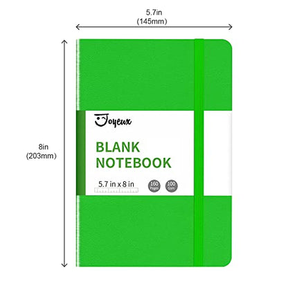 JOYEUX Blank Journal Notebook, A5, 160 Pages 100 Gsm Thick Sketch Books Hardcover Journal for Writing, 5.7 inches x 8 inches Notebooks for Work (Green) - color: Green