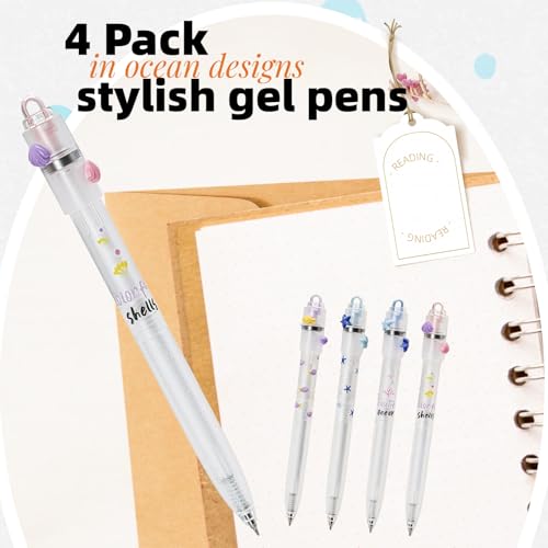 4 Pack Fidget Spinner Pen for Adults, 0.5mm Black Ink Gel Pens Quick Dry, Smooth Writing Retractable Pen with 360° Rotating Tip for Stress Relief Office Supplies Journaling