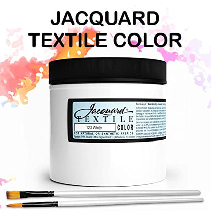 Moshify Jacquard Products White Textile Color Fabric Paint 8-Ounces - Bundled Brush Set - size: 8 Fl Oz (Pack of 1)