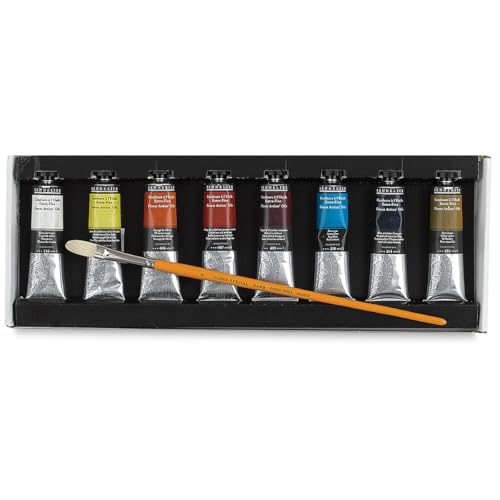Sennelier Plein-Air Artist Oil Colors - Set of 8 40ml Tubes with a Brush and Guide