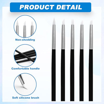 15Pcs Silicone Brushes, Silicone Sculpting Tools Clay Carving Tools, Professional Sculpting Tools for Pottery Artwork Shaping Carving DIY (5 Types)