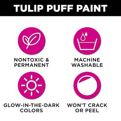 Tulip Puff Glow In The Dark Fabric Paint, Permanent Craft Paint for Clothes, DIY Projects, Notoxic, 4 fl oz 3-Pack, Glow Natural - color: Glow Natural
