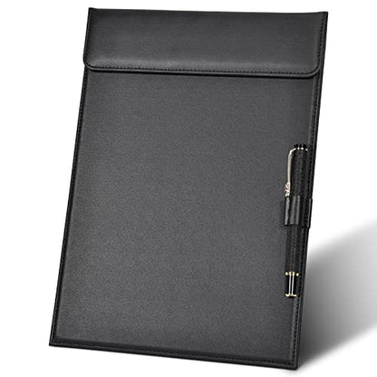 Leather Clipboard, Black Clipboards with Pen Holder, A4 Letter Size Clip Board for Nurses, Smooth Writing Clipboard for Classroom, Low Magnetic Profile Clip Boards for Kids Drawing Office 9" x 12.5" - style: A4-Black-A206