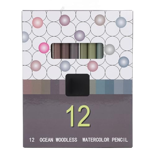 Woodless Colored Pencils, 12Pcs Colored Pencils Set, Vibrant Colors Woodless Graphite Pencils, Drawing Pencils for Schools Offices, Water Soluble, Full Core (Ocean Style) - size: Ocean Style