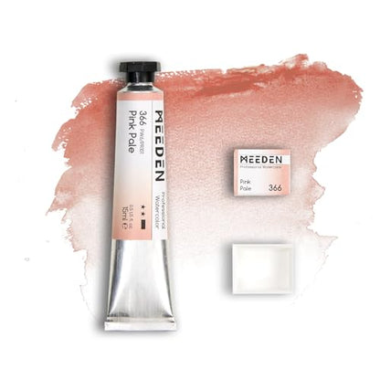 MEEDEN Professional Artist Watercolor Paint: Pink Pale - 15ml/0.5oz Water Color Tube, Semi-Moist Pigment Half Pan and Empty Matching Half Pan for Artists Pros - color: Pink Pale