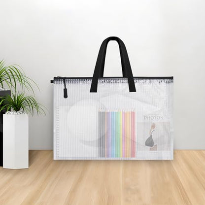 Klmnop Large Art Portfolio Bag, 34 x 47 Inch Art Portfolio Case Poster Storage Bag with Handle and Zipper, Portfolio Folder for Artwork(Clear)