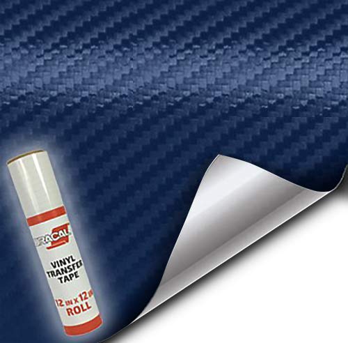 VViViD Craft 3D Carbon Fibre Textured Vinyl Sheet 1ft x 5ft for Silhouette, Cricut and Cameo Machines Including 12" x 12" Sheet of Transfer Paper (Navy Blue) - color: Navy Blue